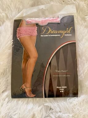 Dreamgirl Pink Ruffled Patty Panty Stretch Mesh Brief - Size S/M